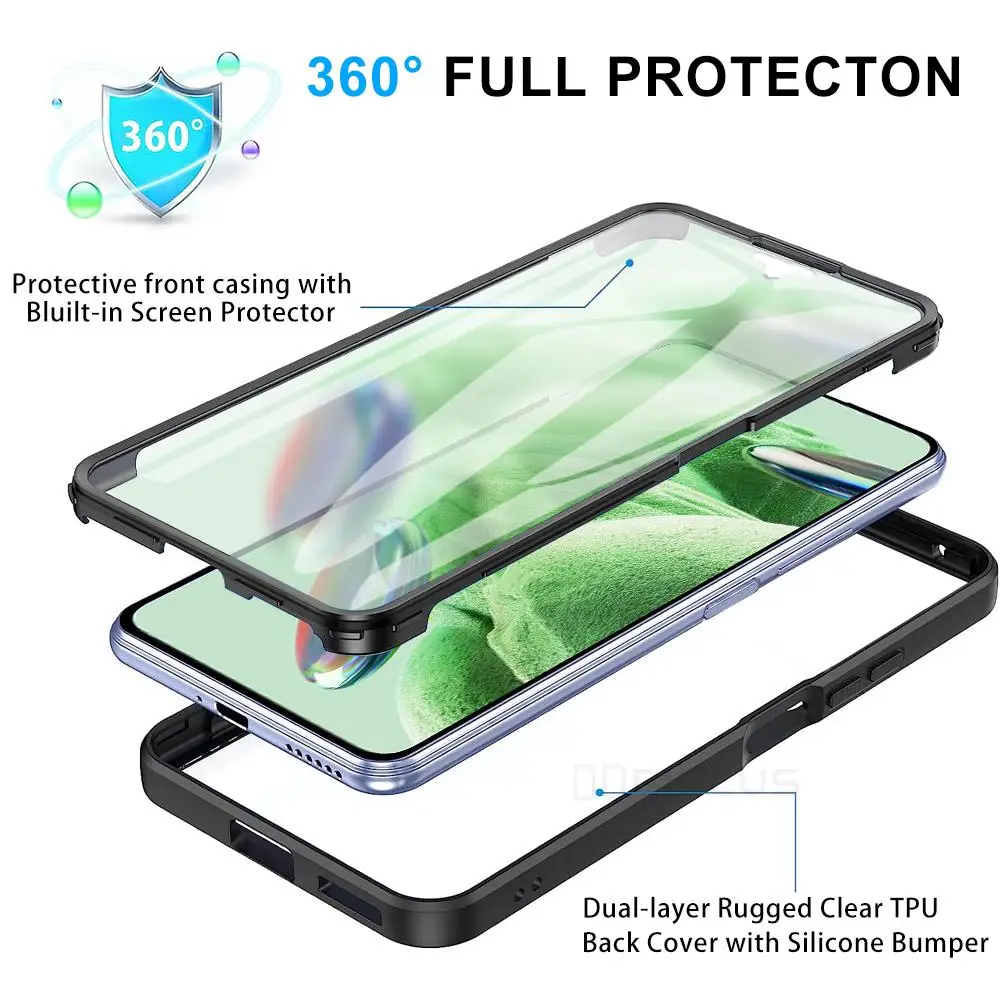 Funda para Redmi Note 12 Pro Cover + Protector de Pantalla Película  Protectora de Vidrio Templado - Funda de Protección de Silicona TPU Negro  de Gel