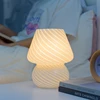 Ins Creative Glass LED  Lamp Bedroom Bedside Table Night Light Striped Frosted Mushroom Table Simple Decoration Cute Translucent 2