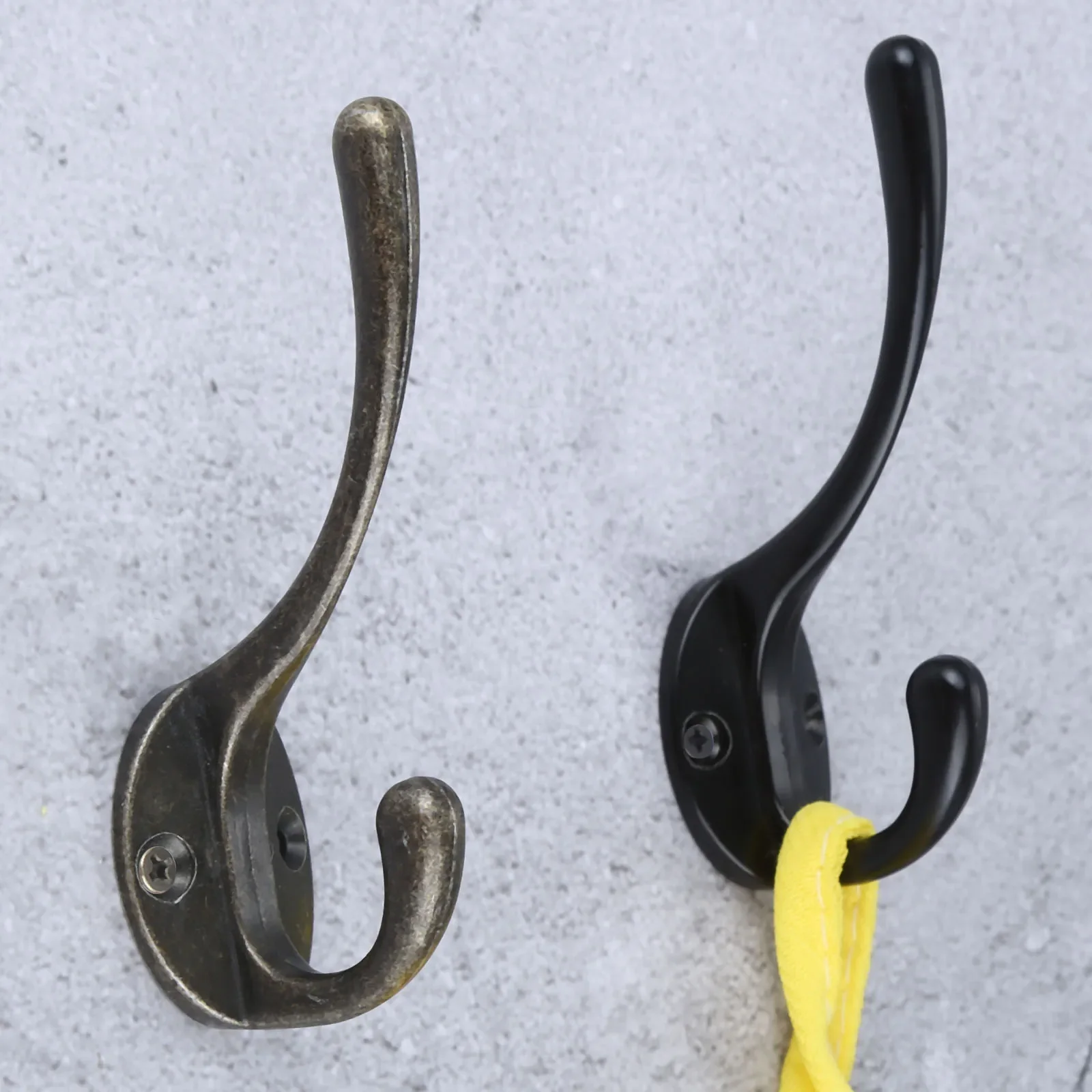 1pc Heavy Duty Alloy Hook Wall/Door Mounted Hanger Door w/screw Black/Gold/Silver/Antique Bronze Coat/Key/Bag/Towel/Hat Holder 5