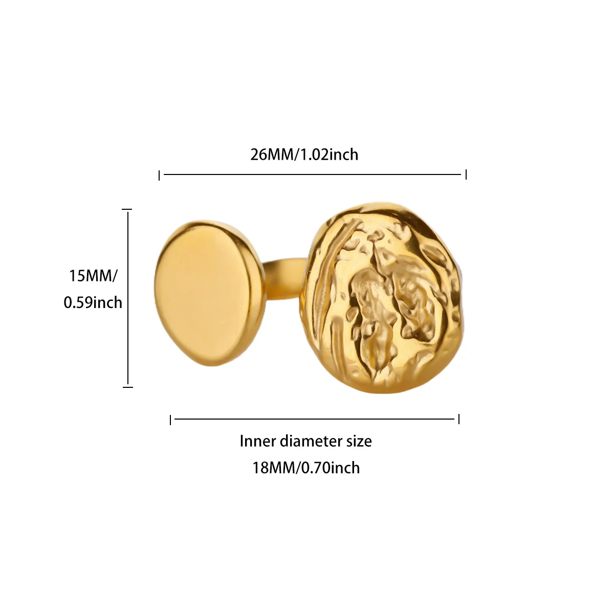 Geometric Texture Rings For Women Gold Plated Stainless Steel Ring
