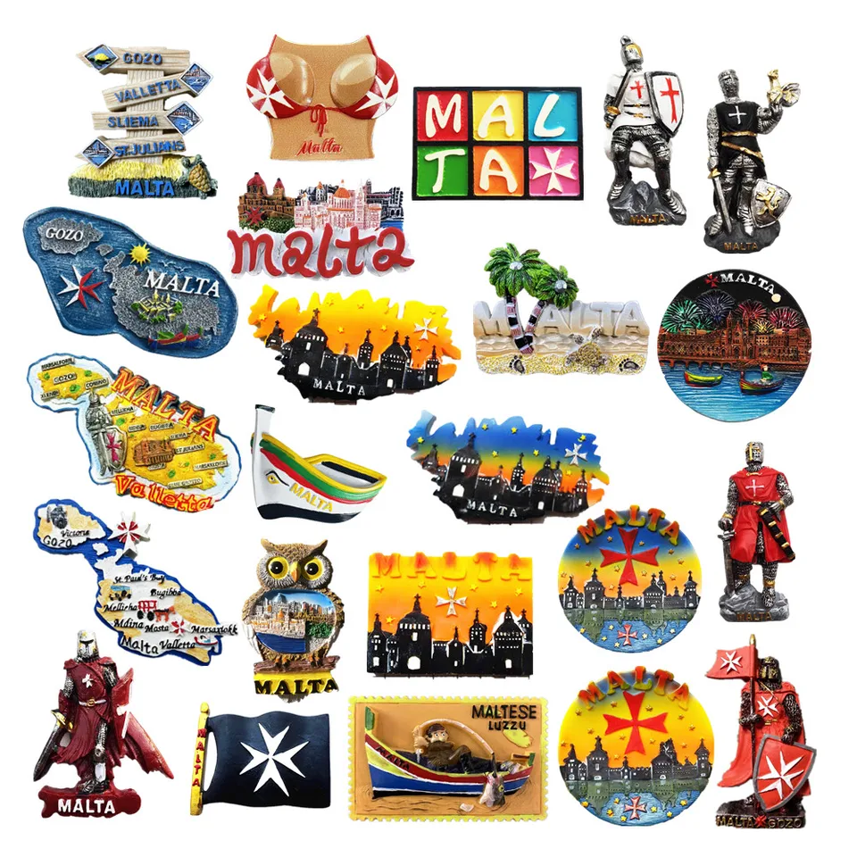 Malta Resin 3D Sterke Koelkast Magneet Souvenir Toeristische Gift Chinese Magneet Hand Made Craft Creatieve Huis en Keuken Decoratie Magnetische Sticker (6