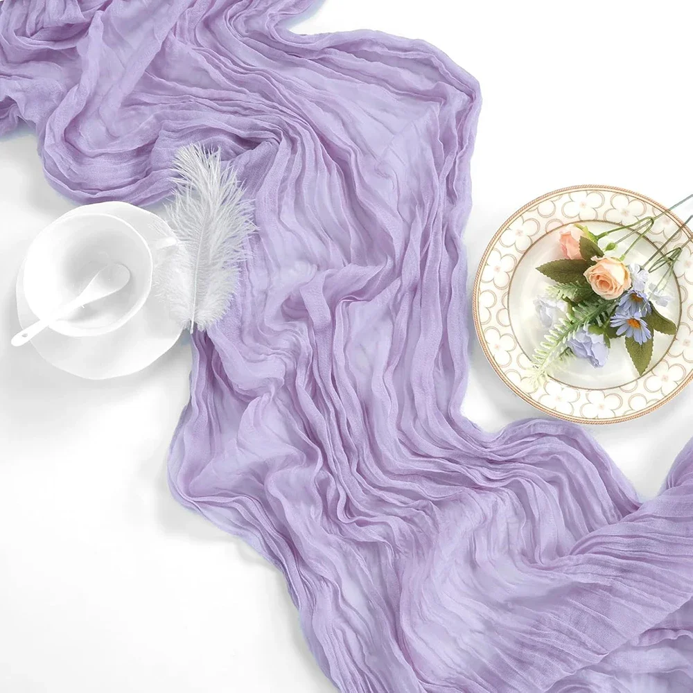 Lavender Cheesecloth Table Runner for Boho and Rustic Events