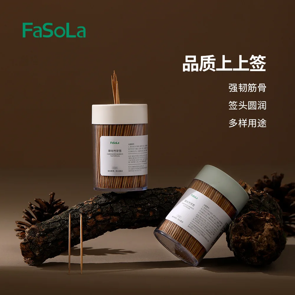 

Youpin 1000pcs/lot Carbonized Bamboo Toothpicks Restaurant Fruit Sign Fruit Fork Rounded Sign Double Head Available Toothpicks