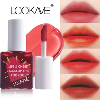 Lip Cheek Water Tint Matte Lip Stain Moisturizing Fruit Liquid Lipstick Blush 6Color Lip Gloss Long Lasting Waterproof Cosmetics