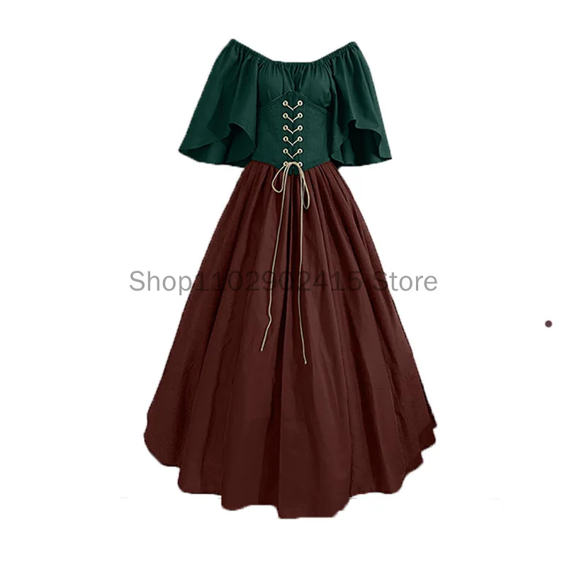 Chemise Corset Dress Renaissance Costume Fairy Elf Costume Halloween Women Medieval Gown Robe Puff Sleeves Elven For Adult 5XL