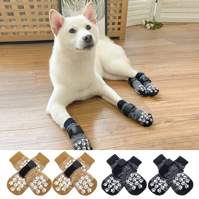 4pcs Anti-Slip Dog Socks Adjustable Pet Non-Slip Protection With