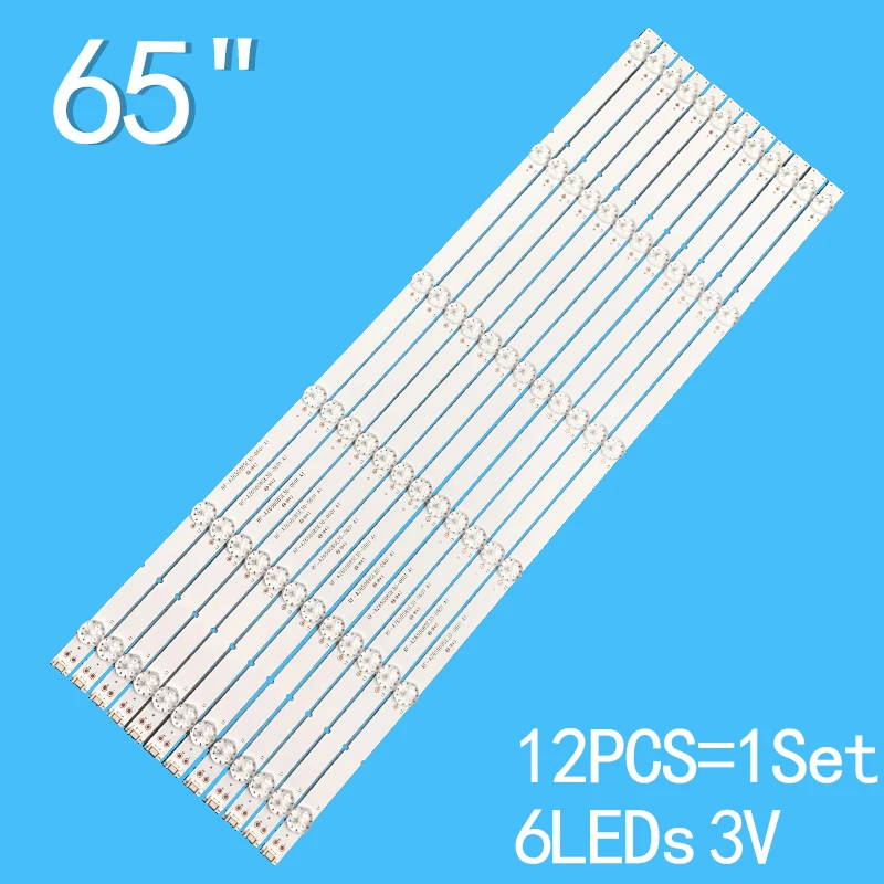 12pcs 6LEDs 3V 602mm For 65