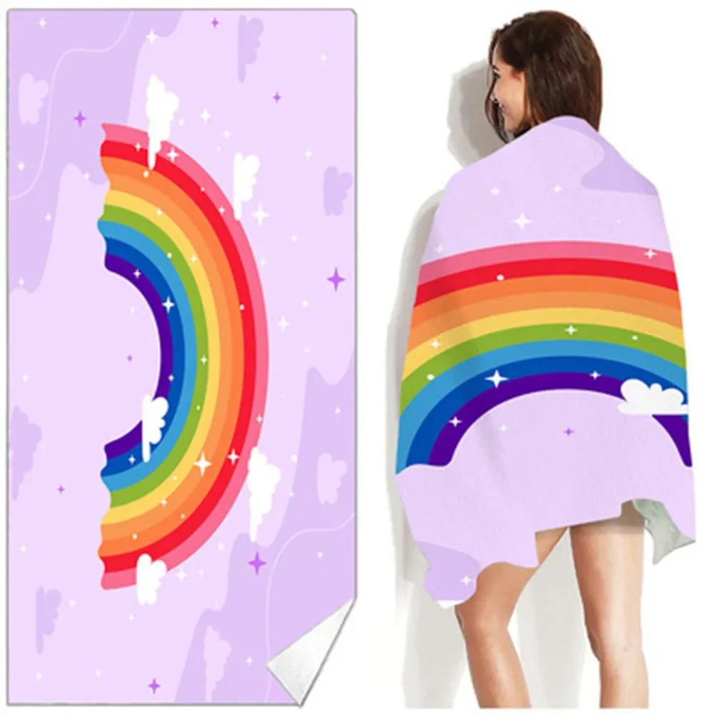 

Пляжное полотенце серии Fresh Rainbow с принтом для взрослых, быстросохнущее полотенце для плавания, серфинга, душа, уличные аксессуары, подарки для женщин