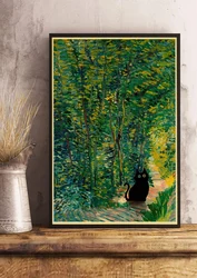 Whimsical Feline Art Poster - Playful Cartoon Cat Illustration - 30x21cm (Z123)