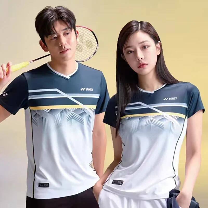 Short Sleeve T Shirt Badminton Uniforms Yonex Badminton Tennis Suits Competition Suits Sports T-shirts Short-sleeved Tops Breathable Sweat-absorbent Quick-drying