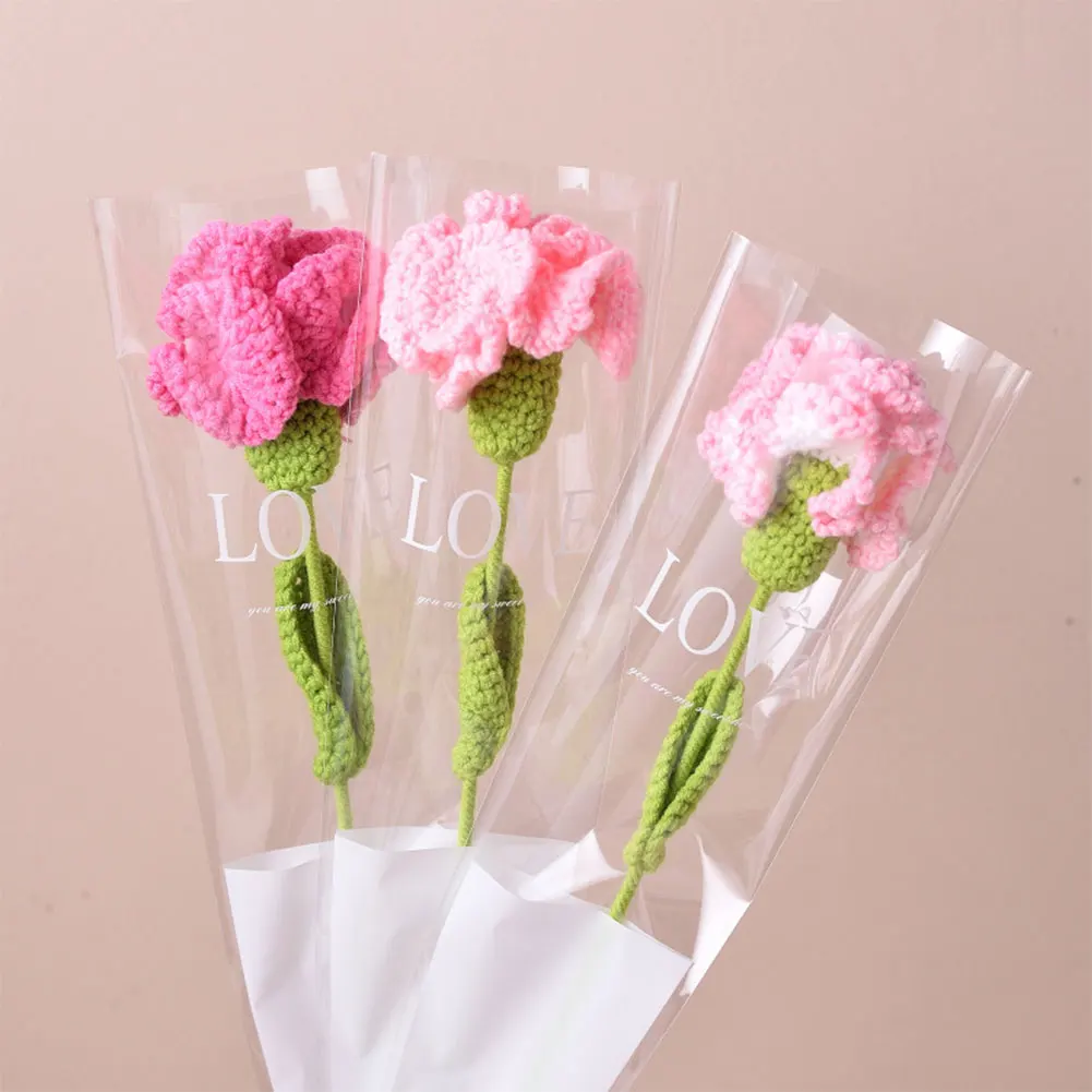 Crochet Carnation Handmade Crochet Flowers Exquisite Handwoven Carnation Flower Aesthetic Finished for Wedding Birthday