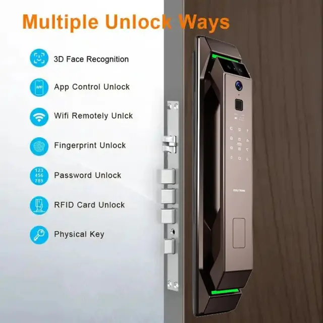 Tuya Electronic Automatic Smart Door Lock 3D Face Recognition Fingerprint Keyless Password Wifi Camera Rfid Card Home Lock 4