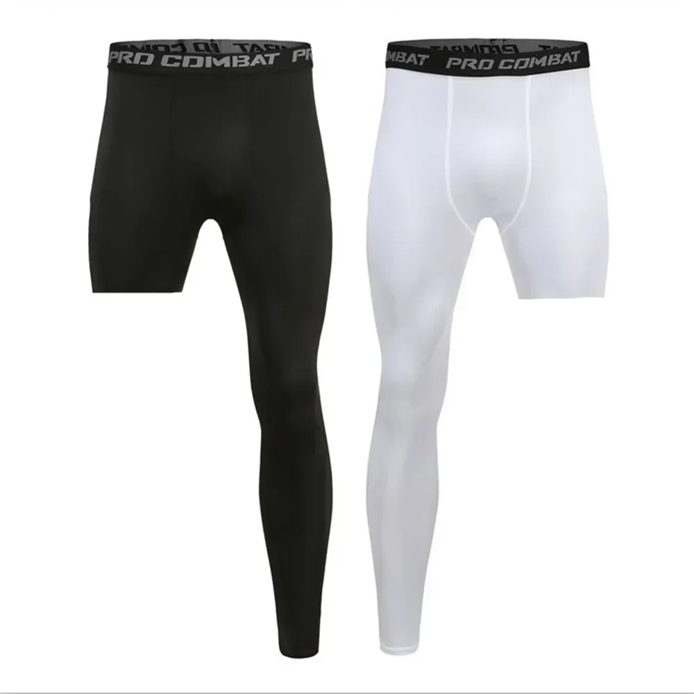 Men Compression Pants Base Layer Exercise Trousers Running Tight Sport Cropped One Leg Leggings Basketball Football Yoga Fitness view 2