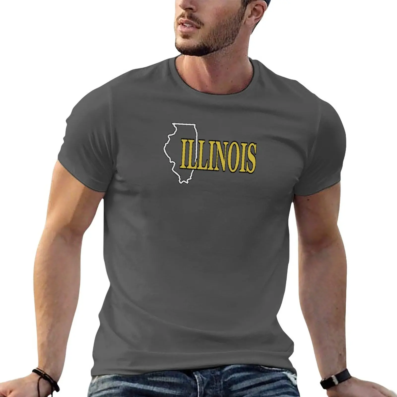 

New Illinois Border And Spelling T-Shirt cute clothes summer clothes t-shirts man quick drying t-shirt mens funny t shirts