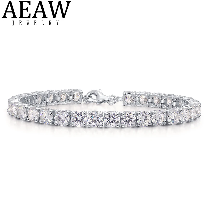 

AEAW Solid 10k White Gold 4mm 5mm Colorless Moissanite Tennis Bracelet Fine Jewelry For Women Girlfriend Gift Wedding Engagement