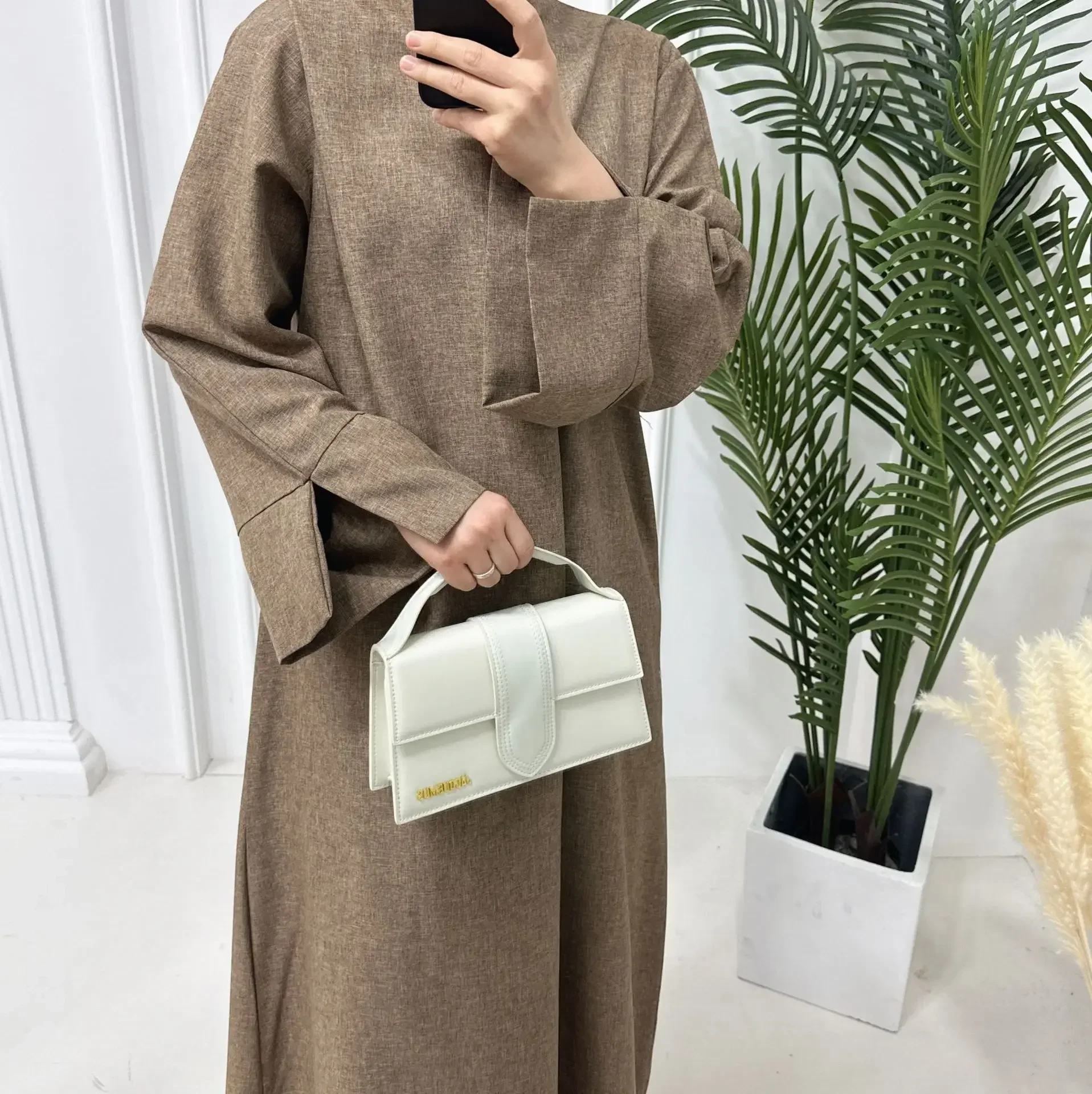 Cotton Linen Closed Abaya for Women Dubai 2024 Luxury Plain Muslim Hijab Dress Turkey Casual Abayas Ramadan Islam Kaftan Robe