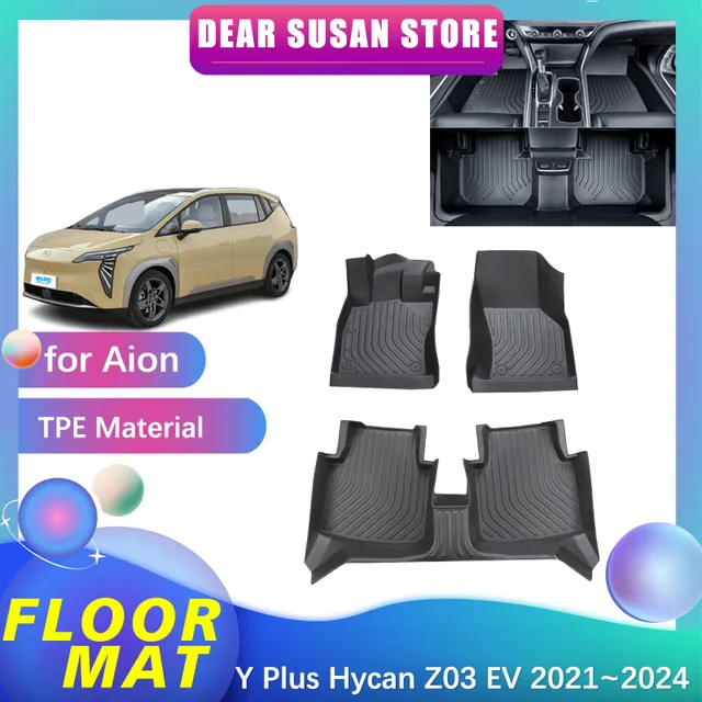 Car Floor Mat for Aion Y Plus Hycan Z03 EV 2021~2024 2022 2023 Panel Part Foot TPE Liner Carpet Pad Custom Cover Rug Accessories 1