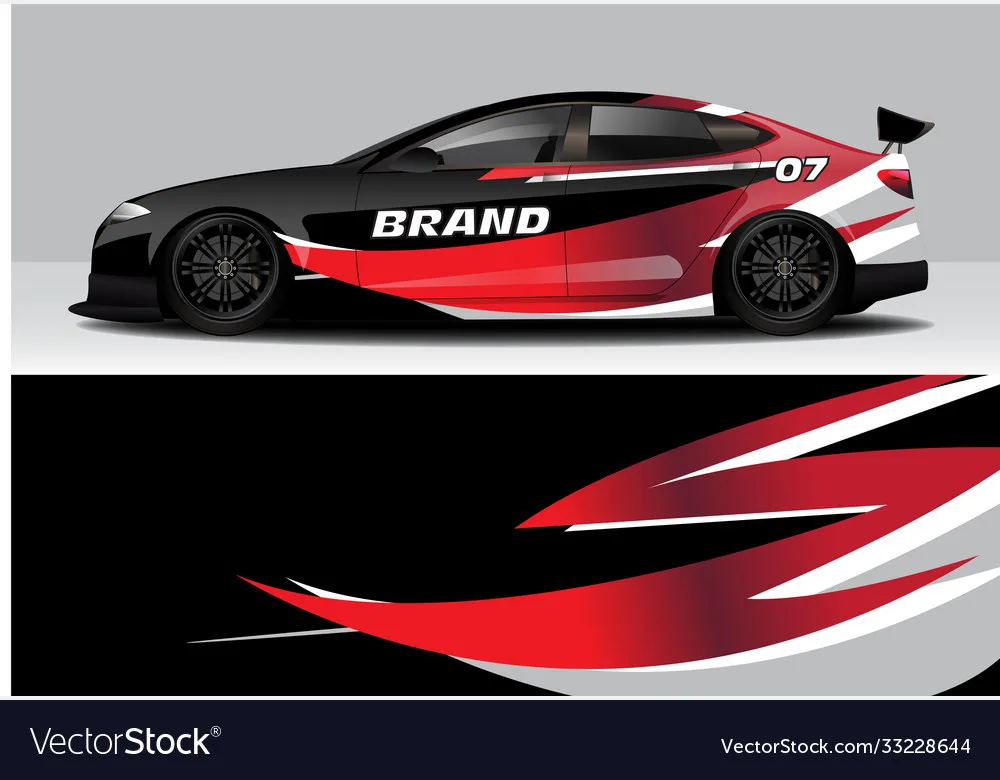 

Racing Stripes Car Full Wrap Sticker Car Decal Vinyl Wrap Modern Design Red Retro Decorative Cut Body Racing Graphic Decal