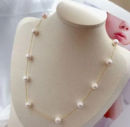

8-9mm white Freshwater pearl Necklace accessories 925 silver Jewellery