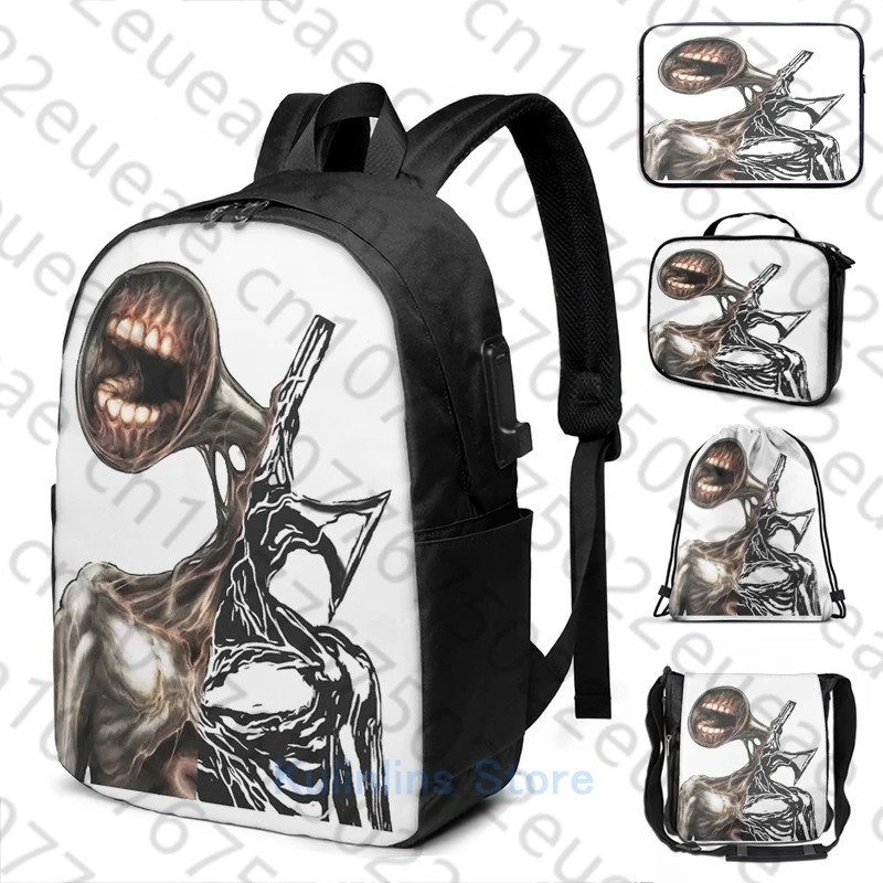 

Забавный рюкзак с графическим принтом сирены голова страшное существо USB-зарядка мужские школьные сумки женская сумка дорожная сумка для ноутбука