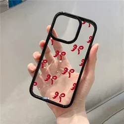 Chic Red & Pink Bow Clear Silicone Phone Case for Redmi Note13 Pro 5G (A)
