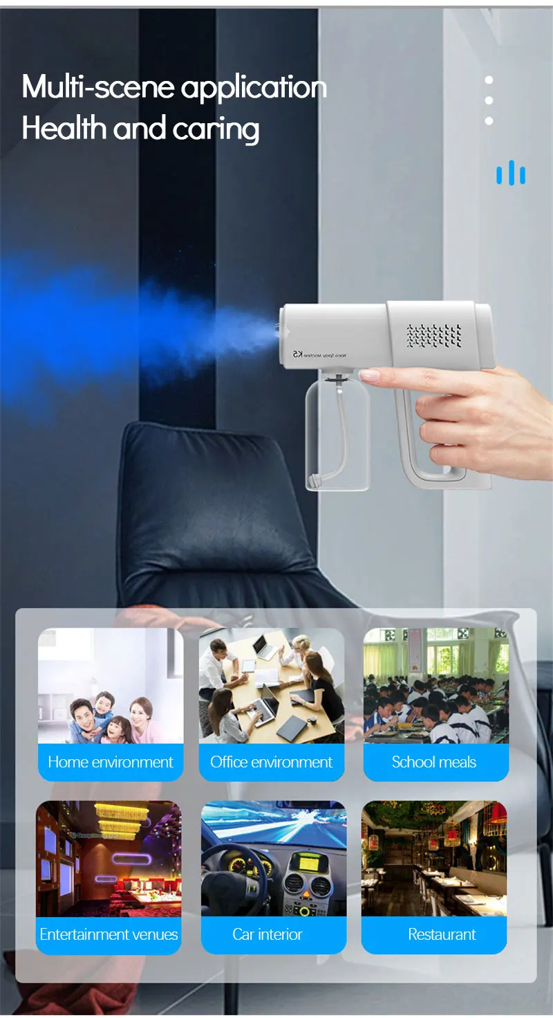 380ML Wireless Electric Nano Blue Light Steam Spray K5 Fogging Disinfection Sprayer Gun Type-C Atomization Sanitizer Machine