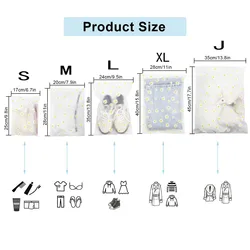 Travel Storage Bags - Clear Reusable Ziplock Organizers (10 - Pack) - 10 Pack Xl (Daisy)