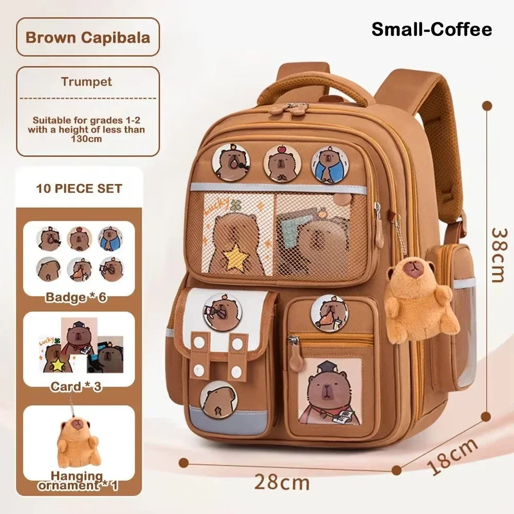 Capybara School Bag Waterproof Backpack Large Capacity Alleviate Burden Protecting Spine Widen Straps Backpack for Students Gift 1
