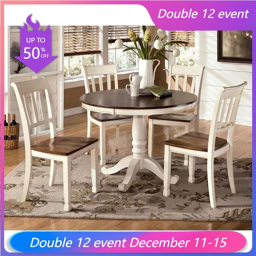 

Whitesburg Cottage Rake Back Dining Chair, 2 Count, Brown & Off-White