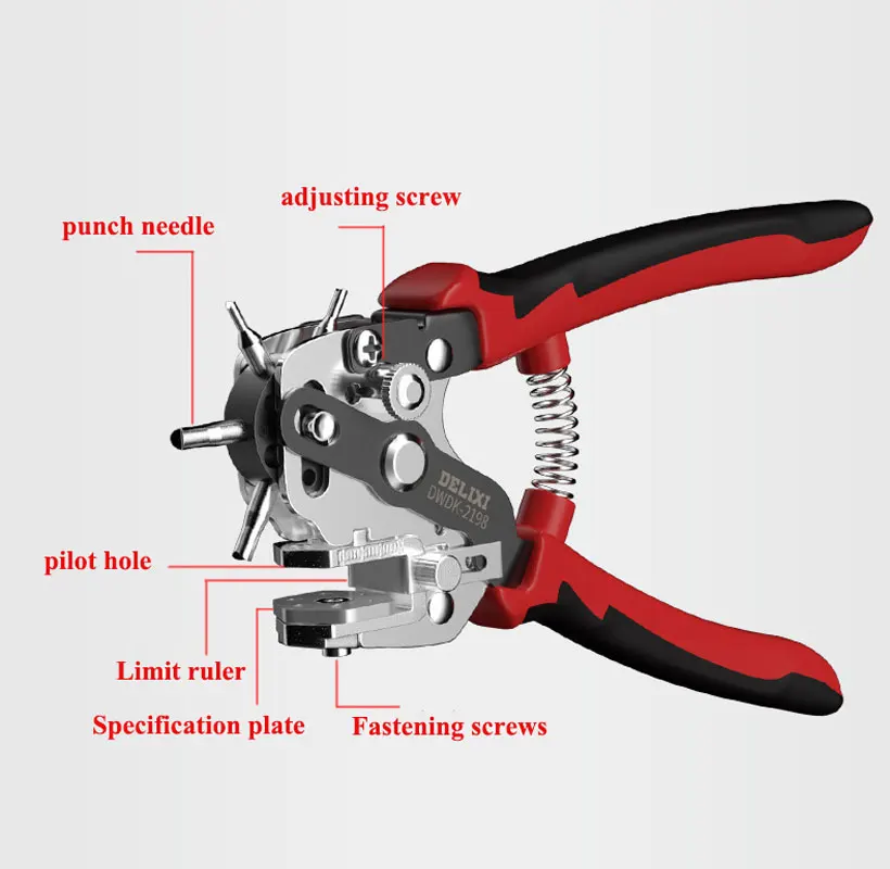 Perforadora de Cuero Profesional Herramienta de Perforación de Cuero para  Cinturones Correas de Bolsos Y Más Perforadora de Cuero de Tela de  Precisión Alicates de Incisión ANGGREK Otros