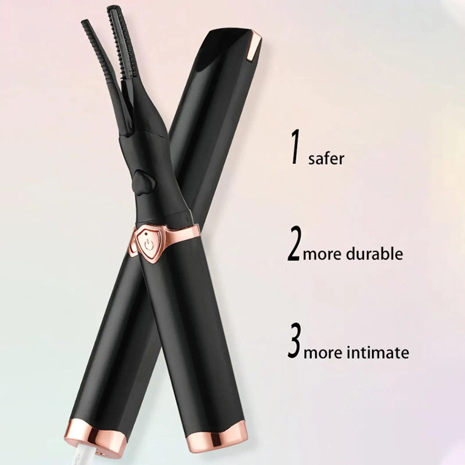 Eyelash Curler 3 Temperature Mode Heated Electronic USB Natural Fake
