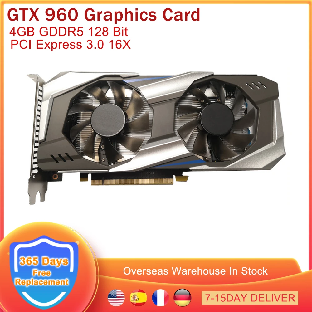 GTX960 Video Card 4GB 128Bit GDDR5 PCIE PCI-E 3.0 X16 Game Graphics Card For NVIDIA Geforce DVI DisplayPort GTX 960 128 Bit GPU gaming card for pc