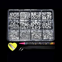 ZZ012 Diamond Jewelry Set for Nail Art Decorations Nail Ab Flat Bottom Drill Nail Art Luxe Nail Shaped Diamond Illusion Color 1