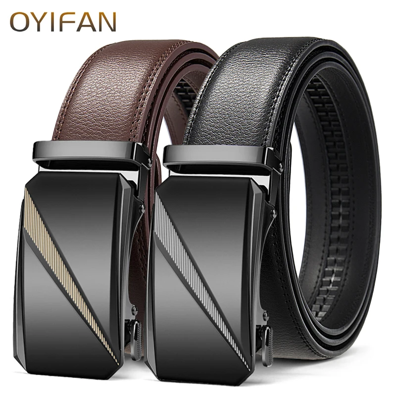 Automatic Leather Ratchet Belt for Men - Adjustable Fashion Designer Belt