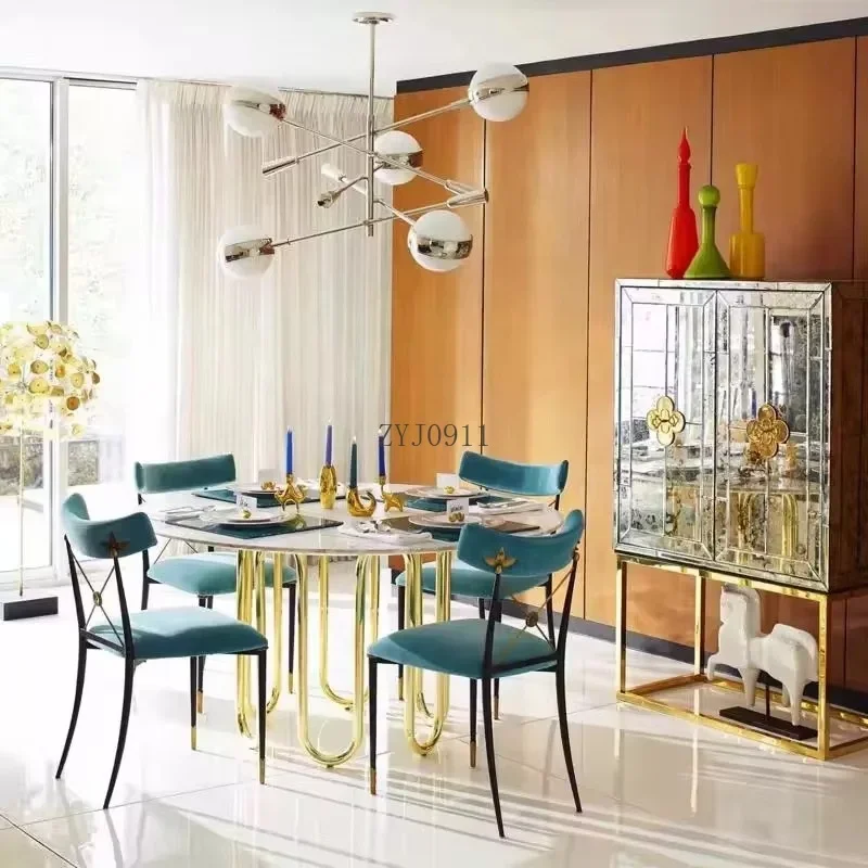 *S Jonathan Adler Classical Antique Mirrored Bar Cabinet Art Design Cocktail Cabinet Tall Sideboard Home Furniture