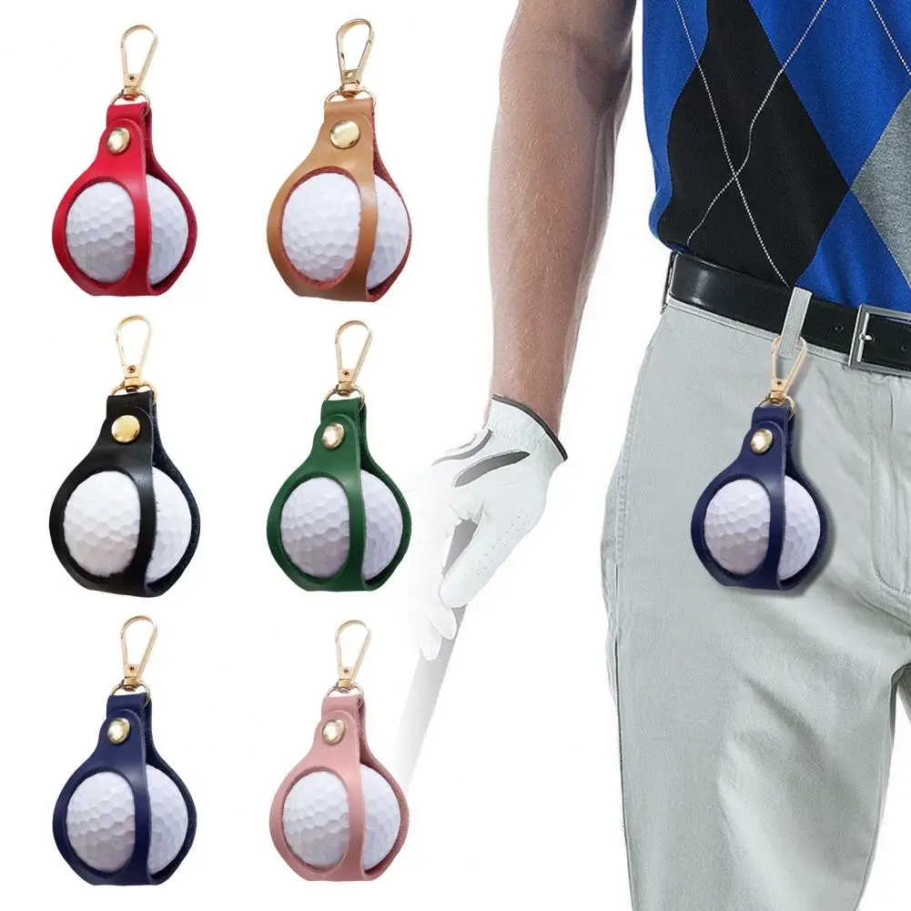 Golf Ball Pouch Bag Golf Ball Bag Clip Faux Leather Anti-slip Portable Golf Ball Holder Carrier Metal Buckle Equipment Organizer