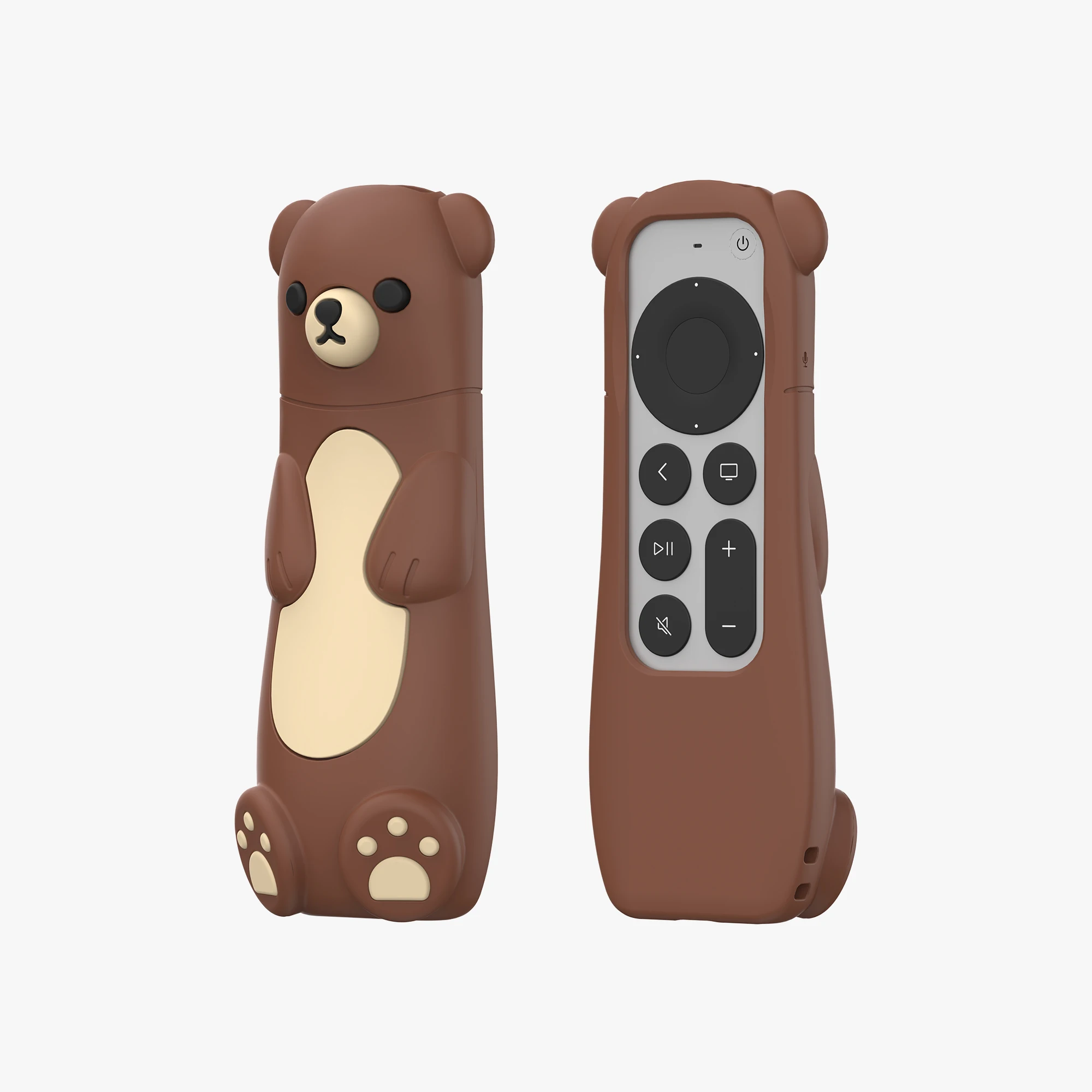 Soft Silicone Brown Bear Remote Control Case for Apple TV Siri Remote, Brown