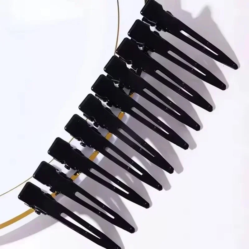 10개 블랙 덕빌 헤어 클립 논슬립 앨리게이터 헤어핀 미용실 스타일링 염색 헤어 액세서리