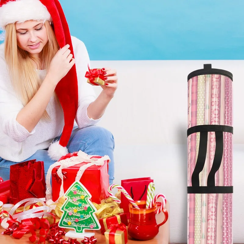 Description Picture 6 of itemChristmas Wrapping Paper Storage Bag Durable Underbed Xmas Gift Wrap Organiser Easy Carry Handles Clear Waterproof PVC Bag