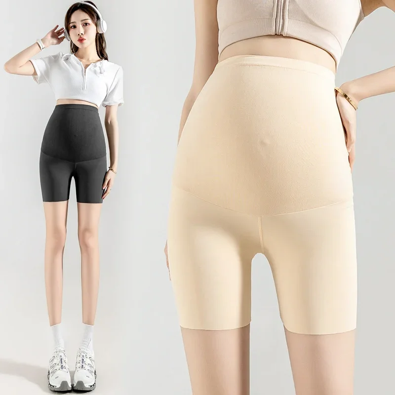 Maternity Leggings Summer Maternity Half Legging Seamless Breathable Belly Tights For Pregnant Women Plus Size Waist Support