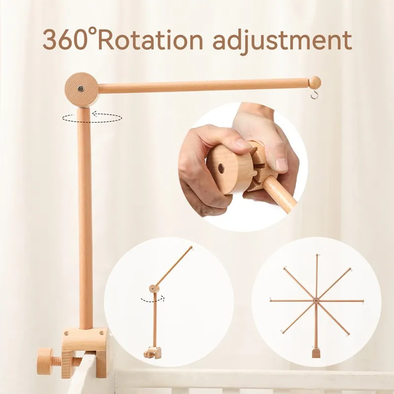 Baby Toys Musical Hanging Toys Wooden Mobile Bracket Baby Mobile Bed Bell Bracket Bed Bell Newborn Baby Toys Crib Mobiles Rattles Music Educational Toys Wooden Accessories