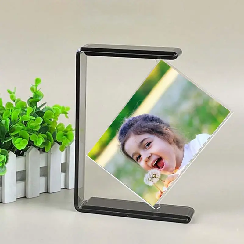 ClearAcrylicRotatingPhotoFrame4x6InchDoubleSidedFloating
