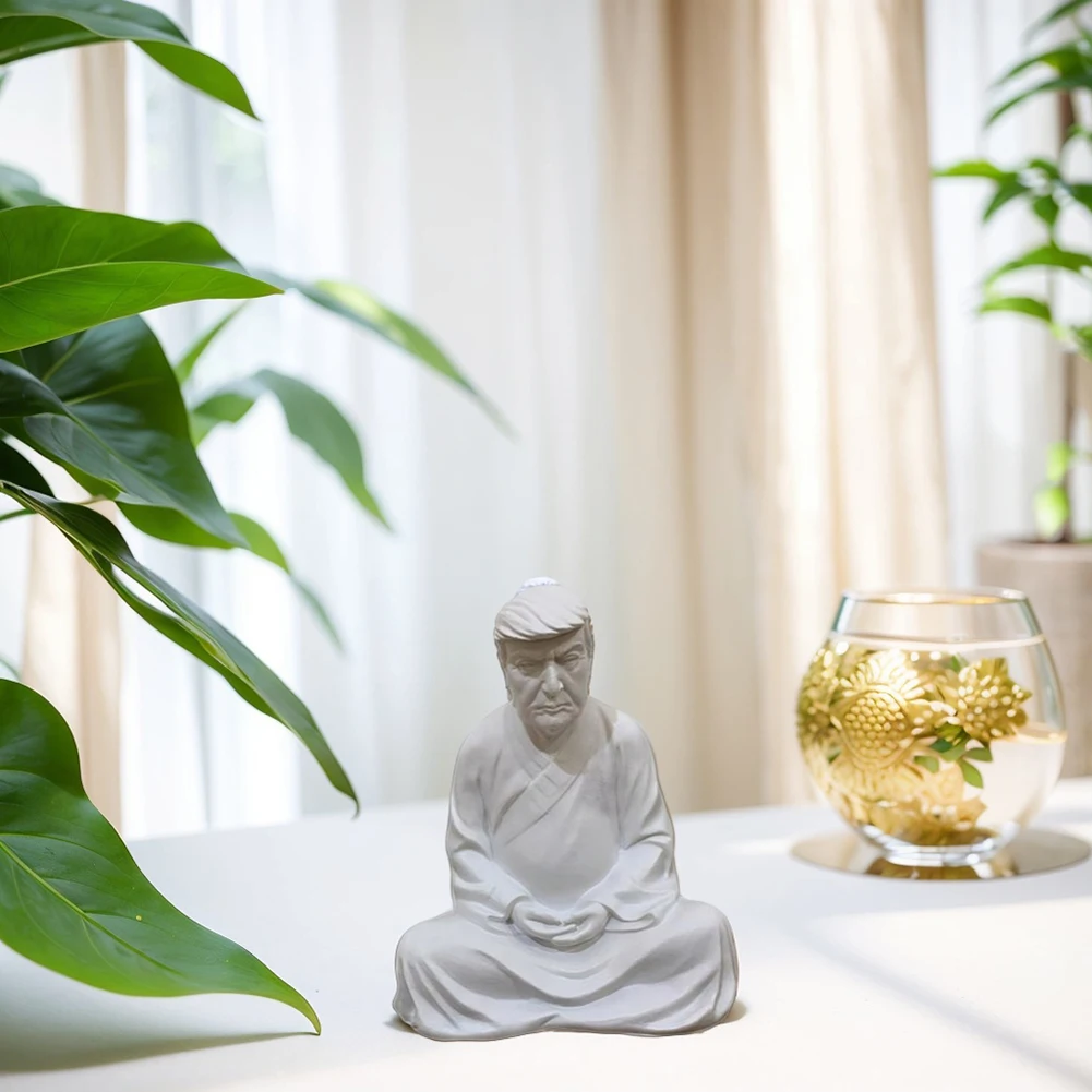 Trump Buddha Statue Resin Funny Trump Ornament Creative Trump Crafts Decor Trump Meditating Sculpture Garden Decoration 3