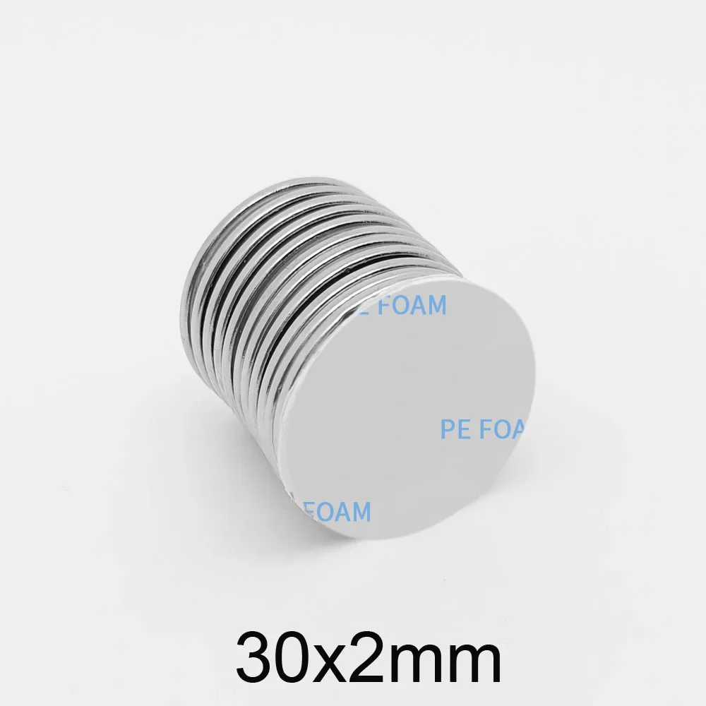Imanes magnéticos potentes con pegamento 3M N35, imanes redondos fuertes de neodimio de 30x2mm, 2/5/10/15/20 Uds.