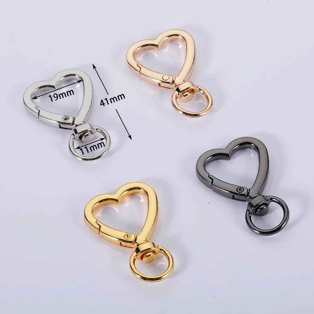 100pcs Swivel Lobster Claw Clasp Keychains Heart Metal Key Holder Fob for Handbag Purse Keyring Yourself Making Supplies