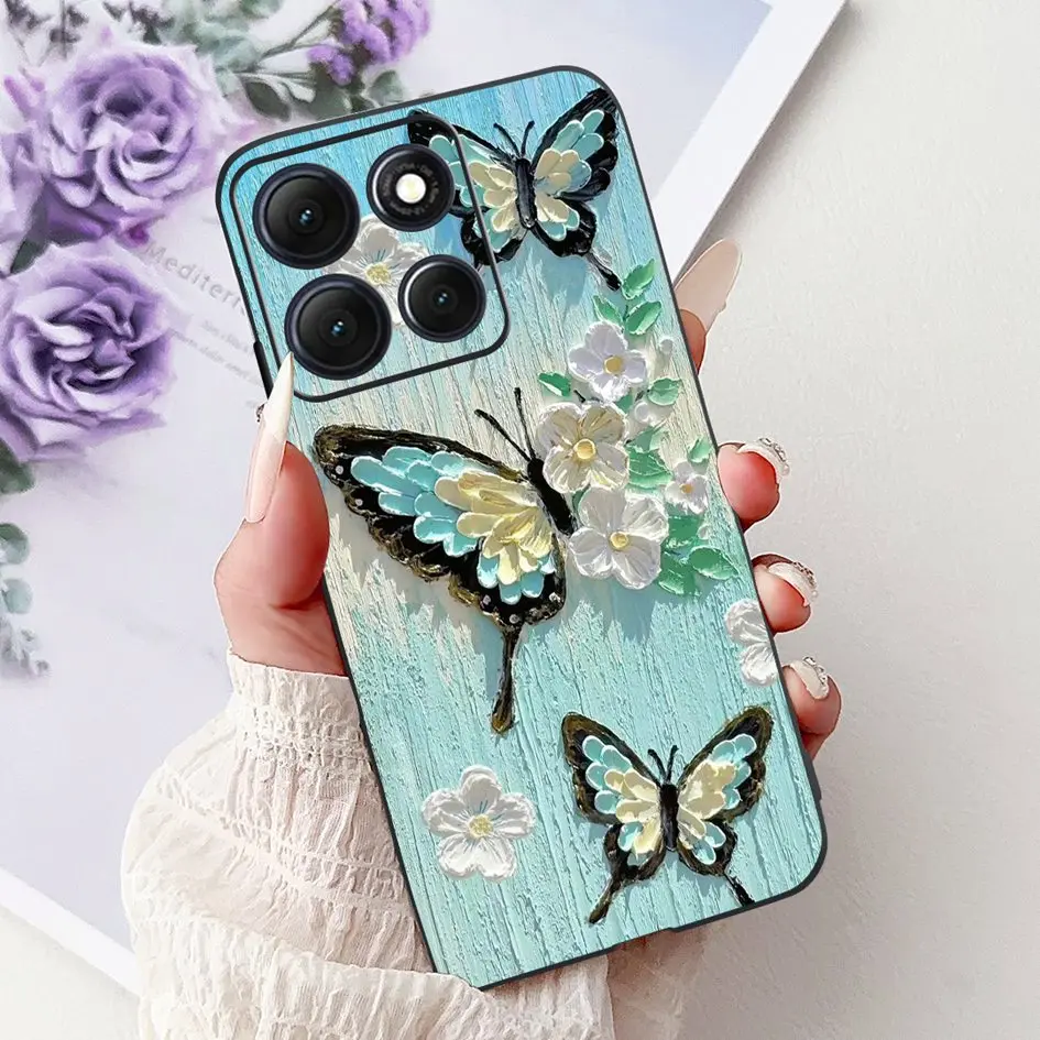 Floral Bamboo Cat Cartoon Soft Silicone Back Cover