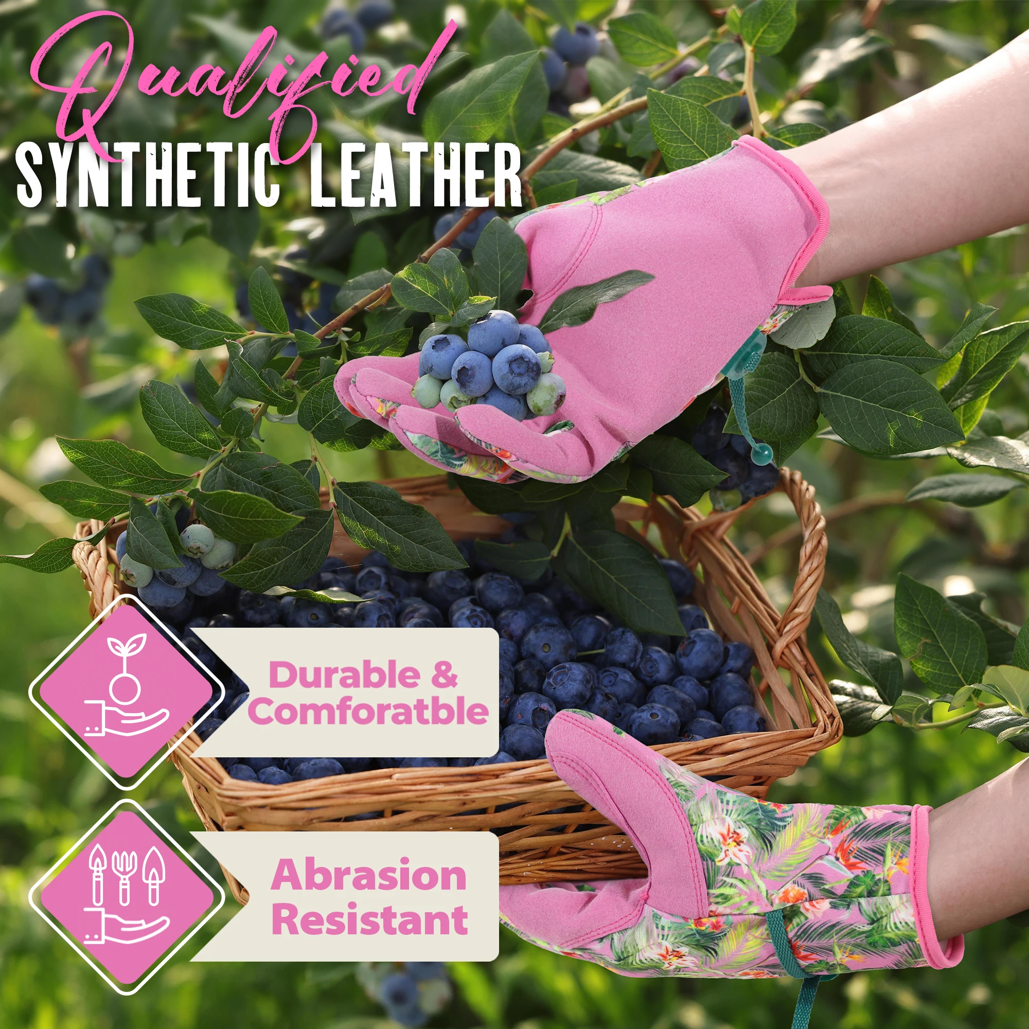 HANDLANDY Gardening Gloves for Women Breathable Ladies Leather Garden Yard Gloves for Gardeners gardening gloves