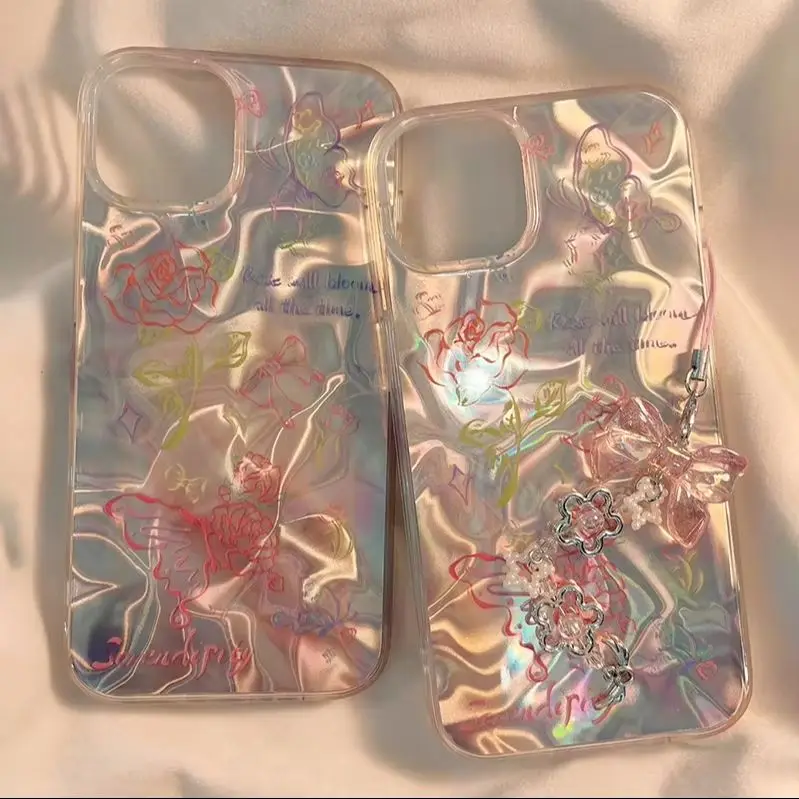 Bowknot Floral Cute Chain Phone Case Cover
