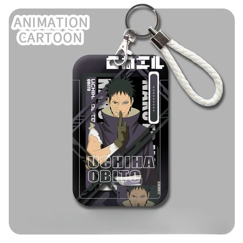 Naruto & Sasuke Cartoon Card Holder with Anti-Loss Case and Pendant