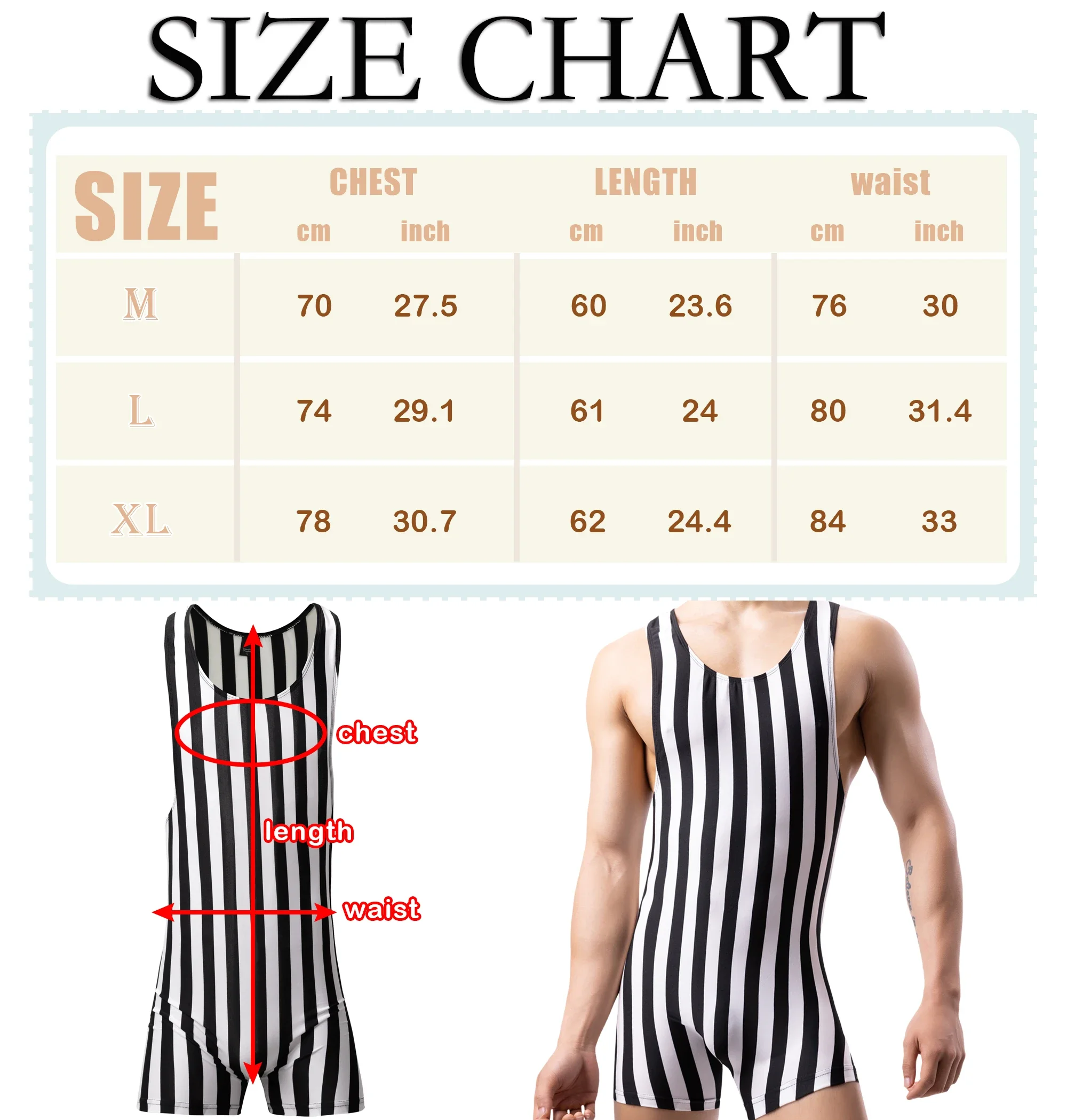 YUFEIDA Black and White Vertical Stripe Wrestling Singlet Suit Boxing Men One Piece Bodysuit Swimwear Gym Sport Fitness Skinsuit